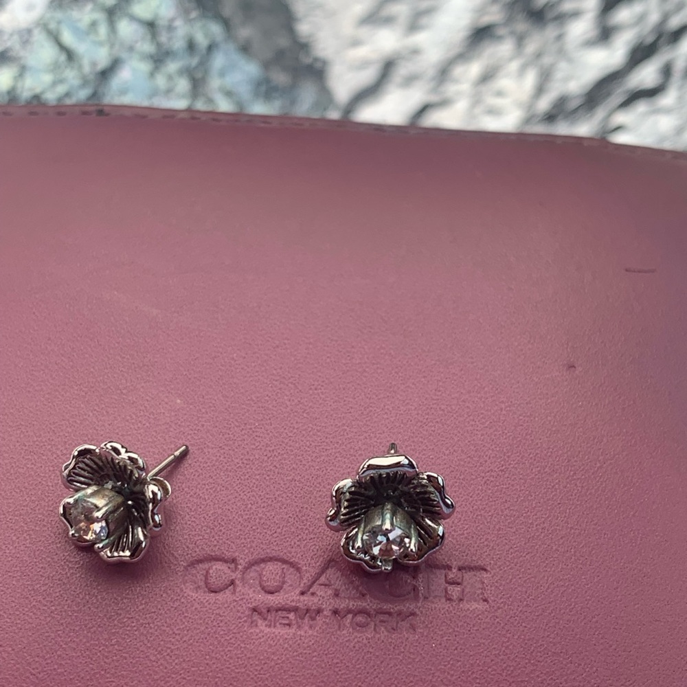 Coach Silver Crystal Stud Earrings